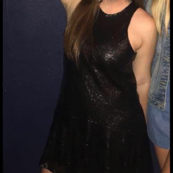 Black Sequin Free People Mini Dress - Picture 4 of 4